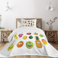 Banana Grape Pear Avocado Bedspread Set