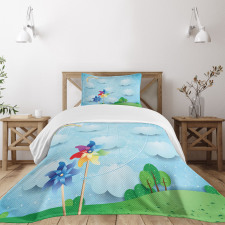 Clouds Rainbow Trees Bedspread Set