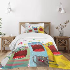 Cartoon Cats and Rat Bedspread Set