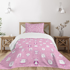 Funny Animals Pink Bedspread Set