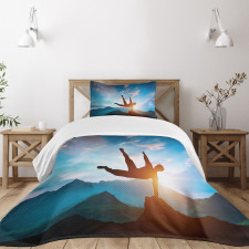 Man Jumping over Rocks Bedspread Set