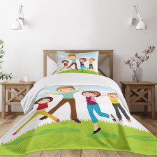 Happy Mom Dad and Kids Bedspread Set