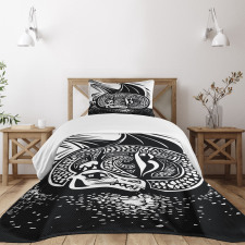 Curled up Dragon Sketch Bedspread Set