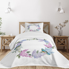 Flower Wreath and Bird Bedspread Set