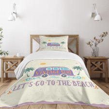 Grunge Beach Words Bedspread Set