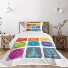 Round Edges Figures Yoga Bedspread Set