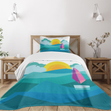 Sunny Sea Sail Ship Bedspread Set