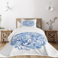 Paisley Circle in Blue Bedspread Set