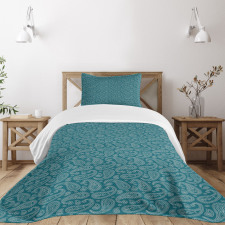 Abstract Leaves Blue Bedspread Set