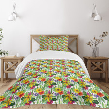 Lily Hibiscus Monstera Bedspread Set