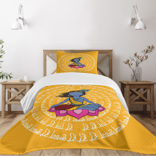 Ancient Calligraphy Circle Bedspread Set