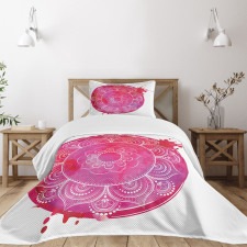 Pink Watercolor Mandala Bedspread Set