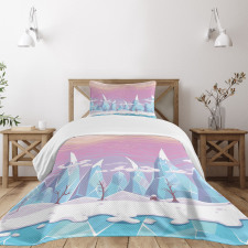 Cartoon Ice Mountains Bedspread Set