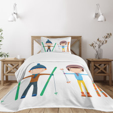 Boy and Girl Skis Bedspread Set