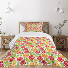 Abstract Colorful Flowers Bedspread Set