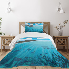 Fishes Sea Mountain Bedspread Set