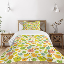 Funny Pufferfish Colorful Bedspread Set