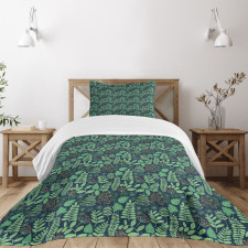 Doodle Leaves Berries Bedspread Set