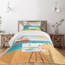 Summer Vacation Cat Dog Bedspread Set