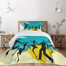 Grunge Silhouette Dancing Bedspread Set
