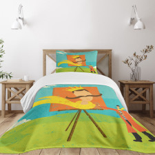 Funny Cartoon Artist Bedspread Set