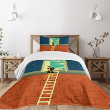 Woman on Ladder Bedspread Set