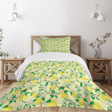 Blooming Lemon Flowers Bedspread Set