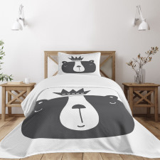 Humorous Bear in Crown Bedspread Set