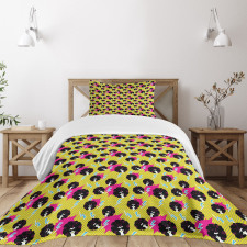 Afro Girls Polka Dots 80s Bedspread Set