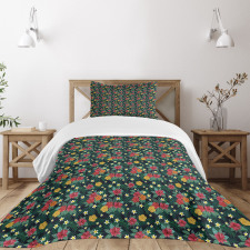 Realistic Flower Print Bedspread Set