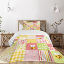 Floral and Geometric Tiles Bedspread Set