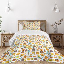 Cartoon Apiary Elements Bedspread Set