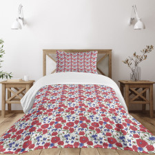 Summer Theme Red Poppies Bedspread Set