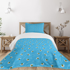 Funny Flying Insect on Sky Bedspread Set