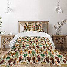 Defoliated Tree Leaves Bedspread Set