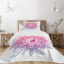 Floral Yin Yang Sign Bedspread Set