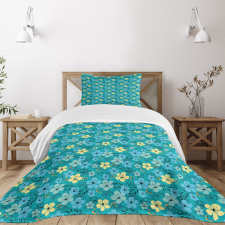 Exotic Blooming Flowers Bedspread Set