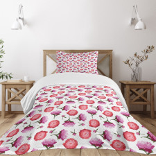 Pink and Violet Peonies Bedspread Set