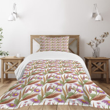 Purple Chamomile Flowers Bedspread Set