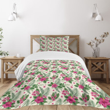 Plumeria and Hibiscus Bedspread Set