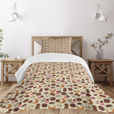Donuts and Coffee Art Bedspread Set