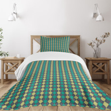Vintage Argyle Pattern Bedspread Set