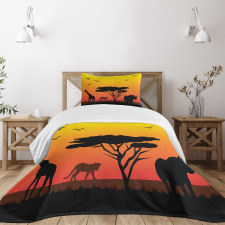 Silhouette of Animals Bedspread Set