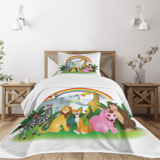 Animals Under Rainbow Bedspread Set