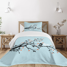 Happy Bird Couple Bedspread Set