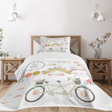 Flowers Wedding Concept Bedspread Set