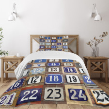 House Numbers Collage Bedspread Set