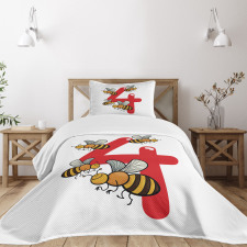 4 Hardworking Bees Bedspread Set