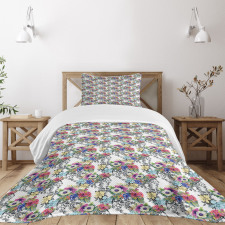 Watercolor Botany Motif Bedspread Set