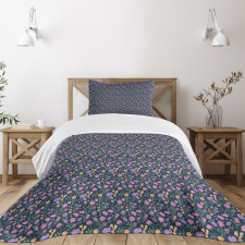 Tulips and Violet Pansy Bedspread Set
